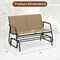 Costway Patio Glider Bench for 2 Swing Gliding Loveseat with Curved Teak Armrests for Porch